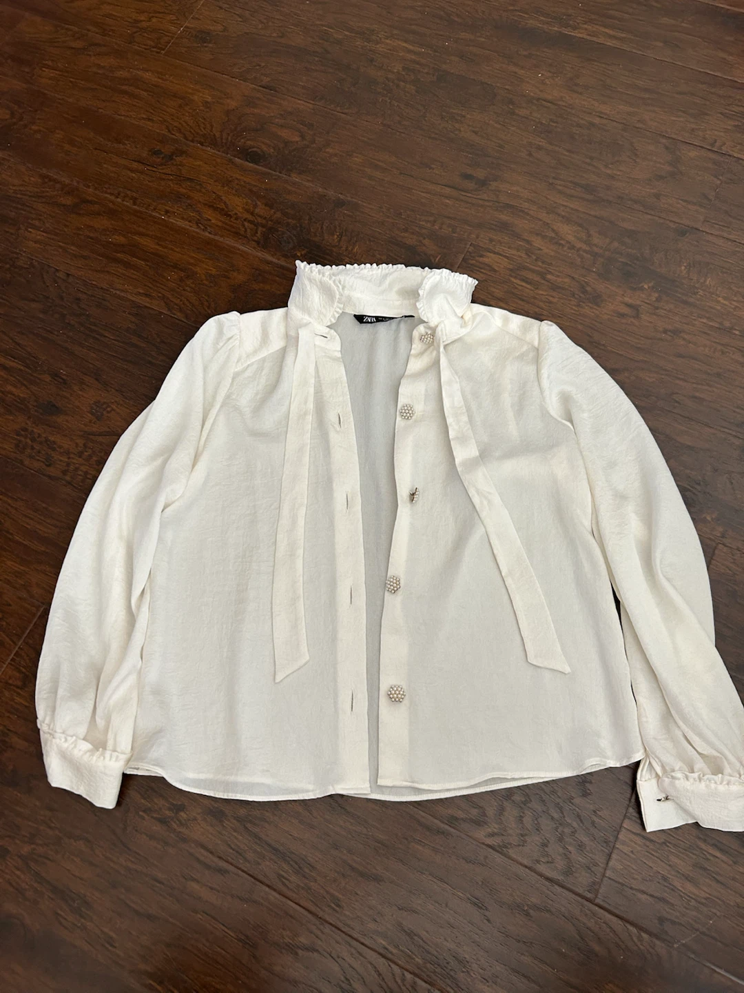 Zara - White Blouse with Bow Detail