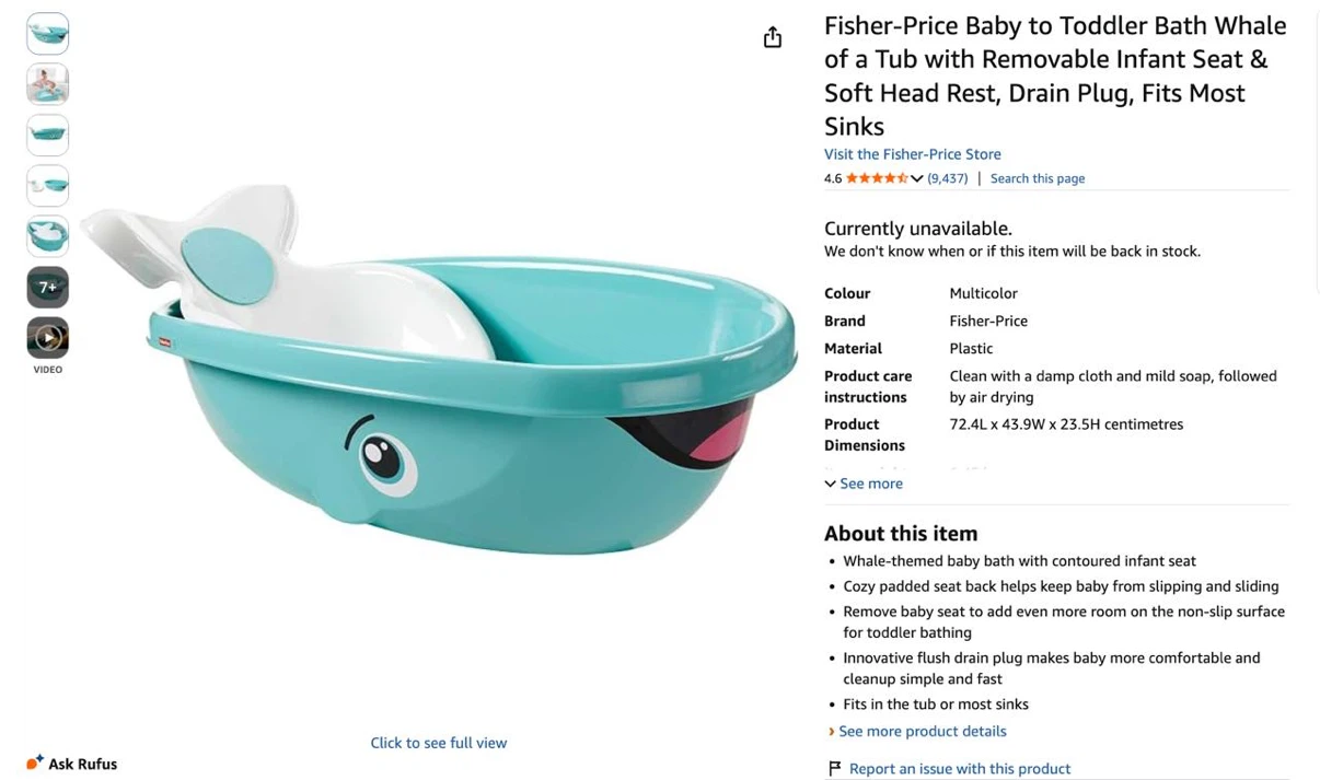 Fisher-Price Baby to Toddler Bath Whale Tub - photo 4