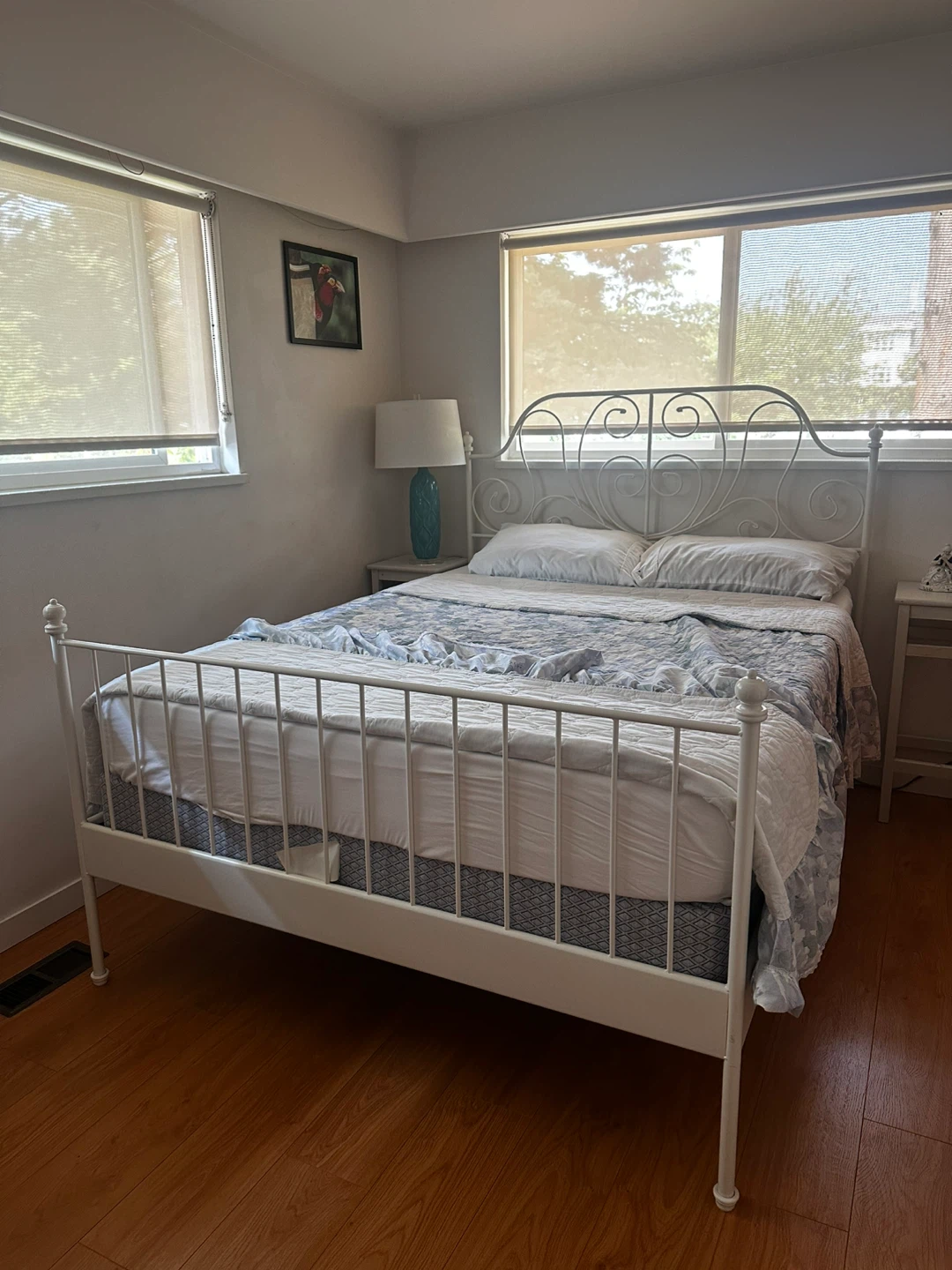 White Queen Metal Bed Frame with Headboard
