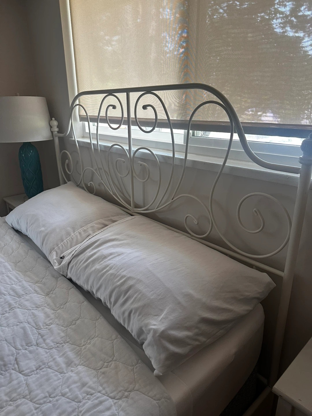 White Queen Metal Bed Frame with Headboard - photo 3