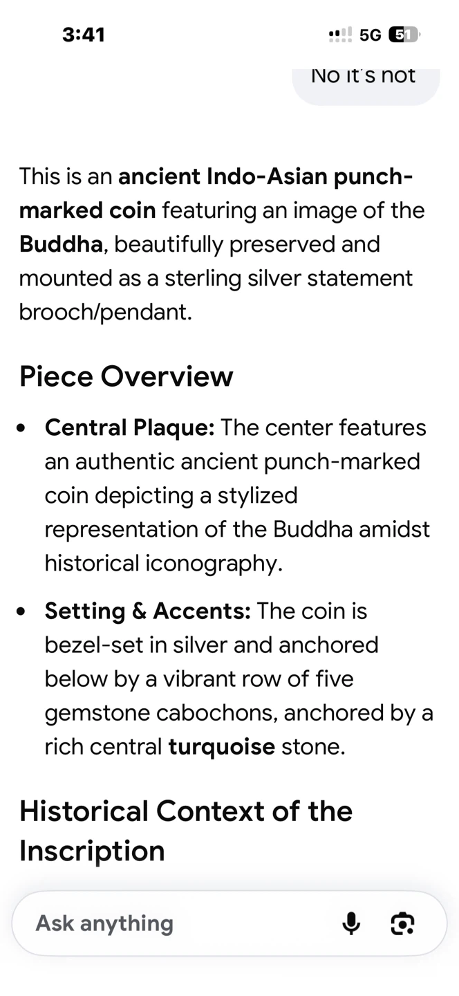 Indo-Asian Punch-Marked Coin Brooch/Pendant - photo 3