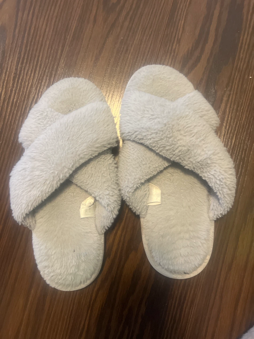 Grey Fuzzy Slippers