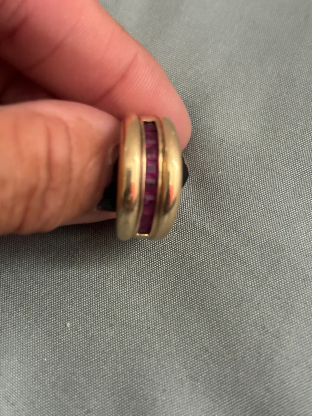 14K Gold Channel Set Ruby Band Ring