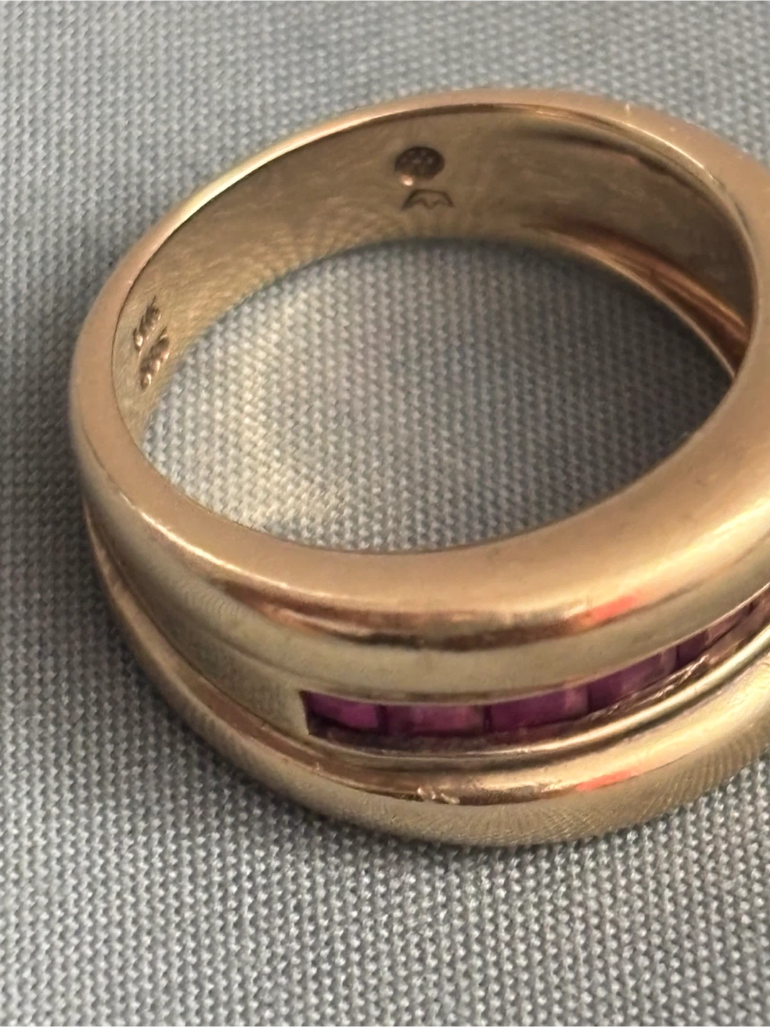 14K Gold Channel Set Ruby Band Ring - photo 2