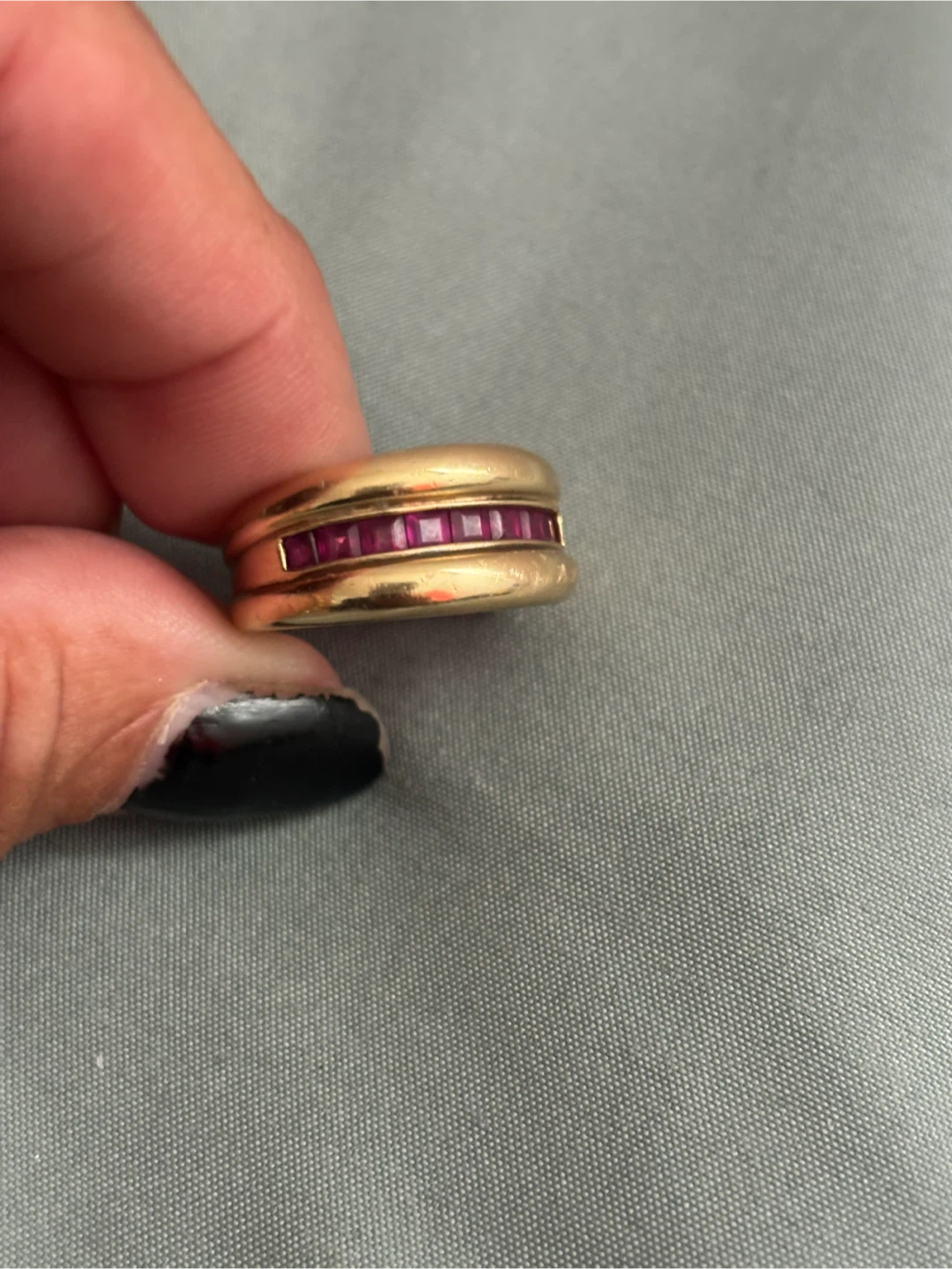 14K Gold Channel Set Ruby Band Ring - photo 3
