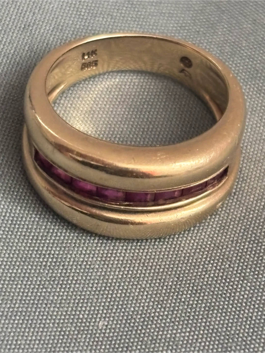 14K Gold Channel Set Ruby Band Ring - photo 4