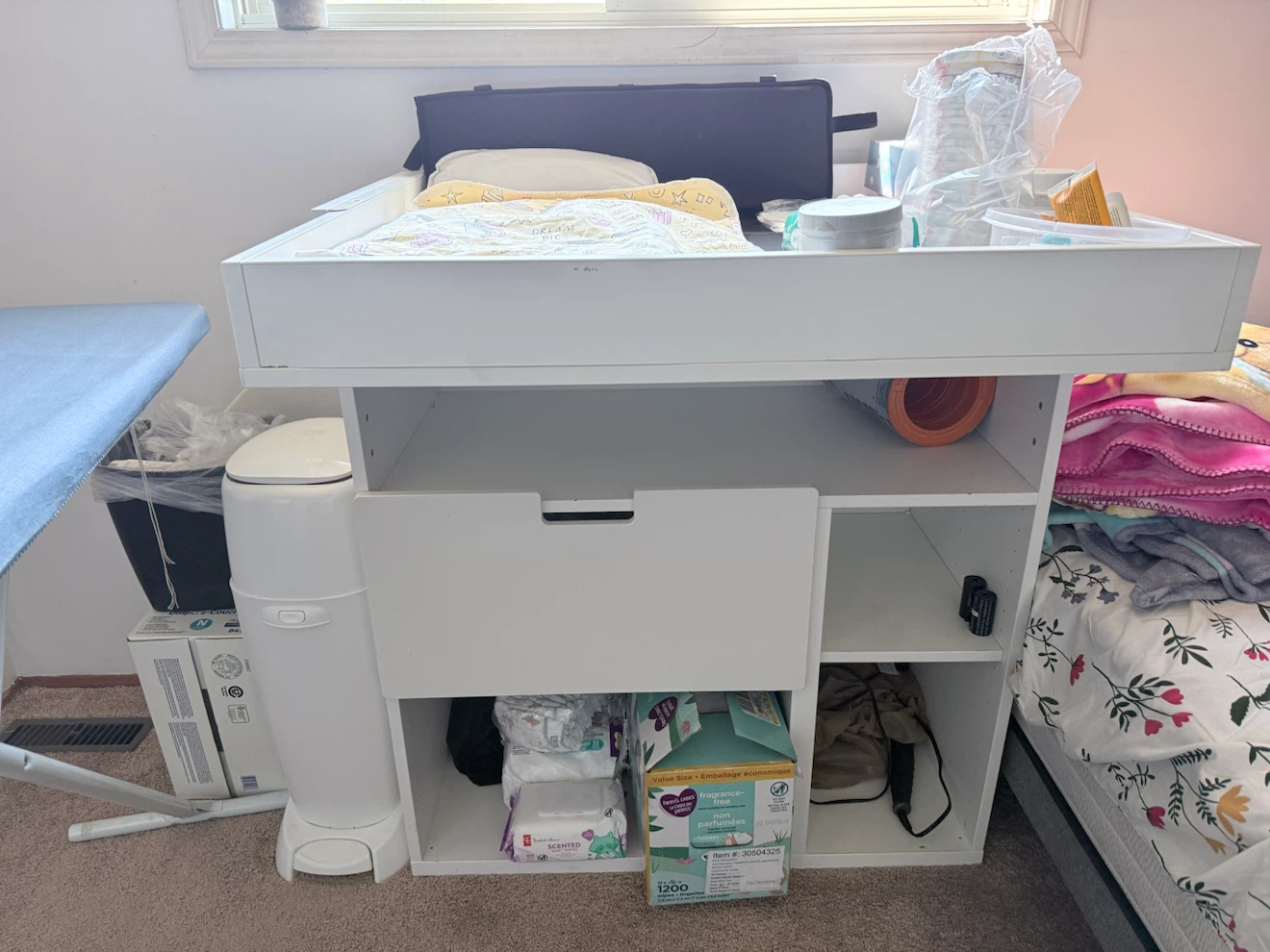 White Baby Changing Station with Storage