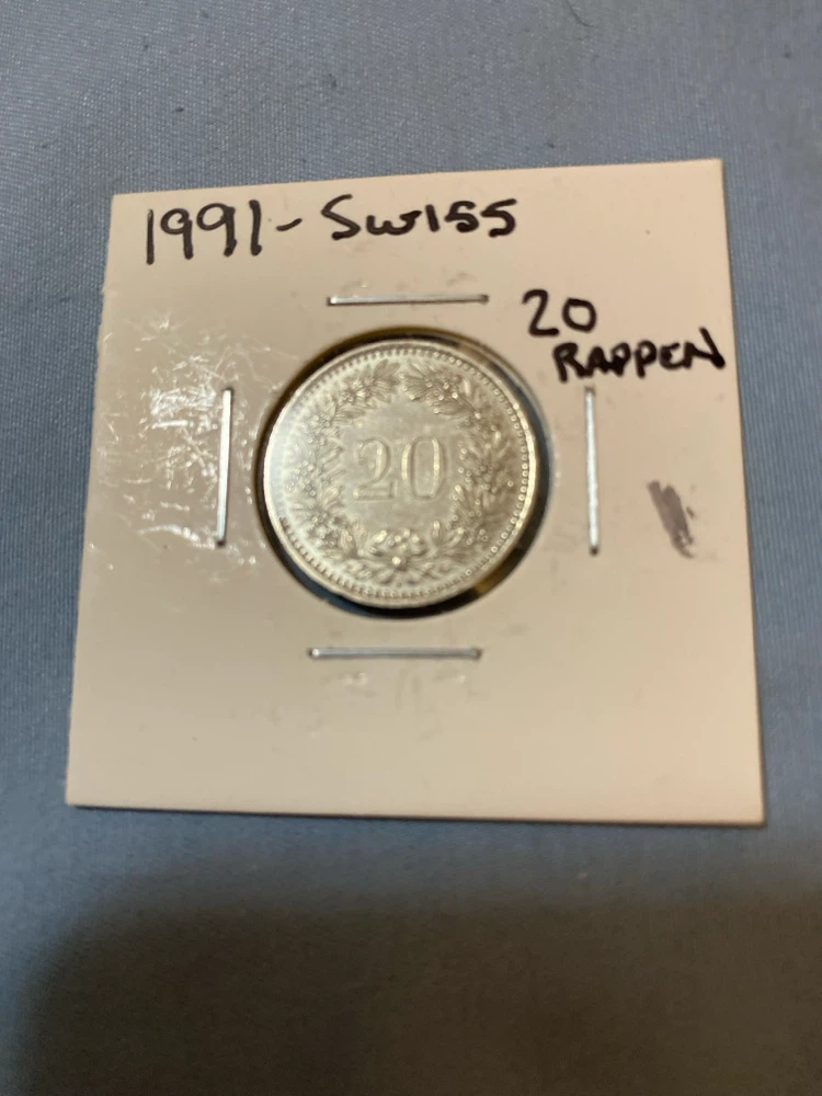 1991 Swiss 20 Rappens Coin