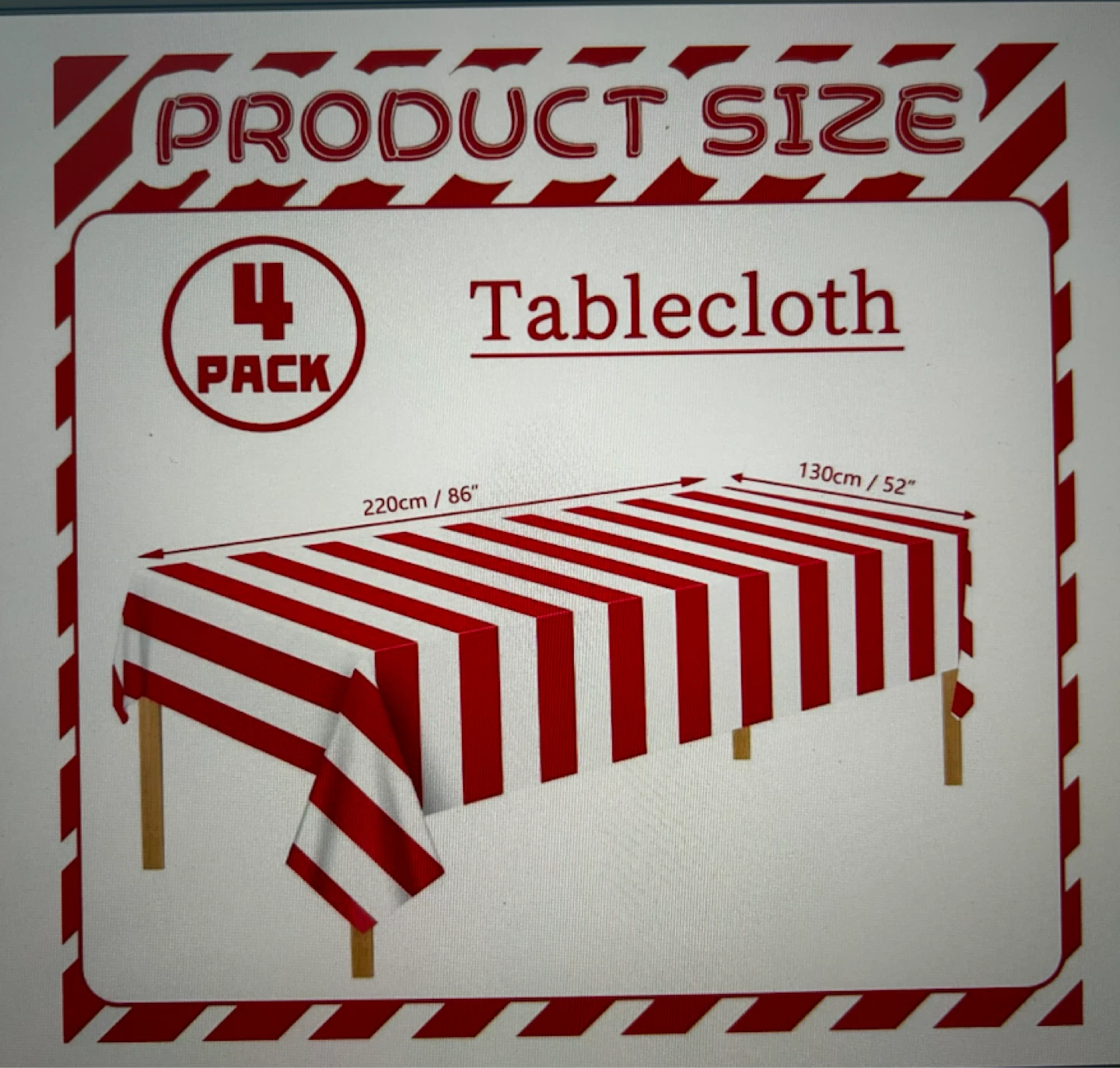Red and White Striped Tablecloth (4 Pack) - photo 3