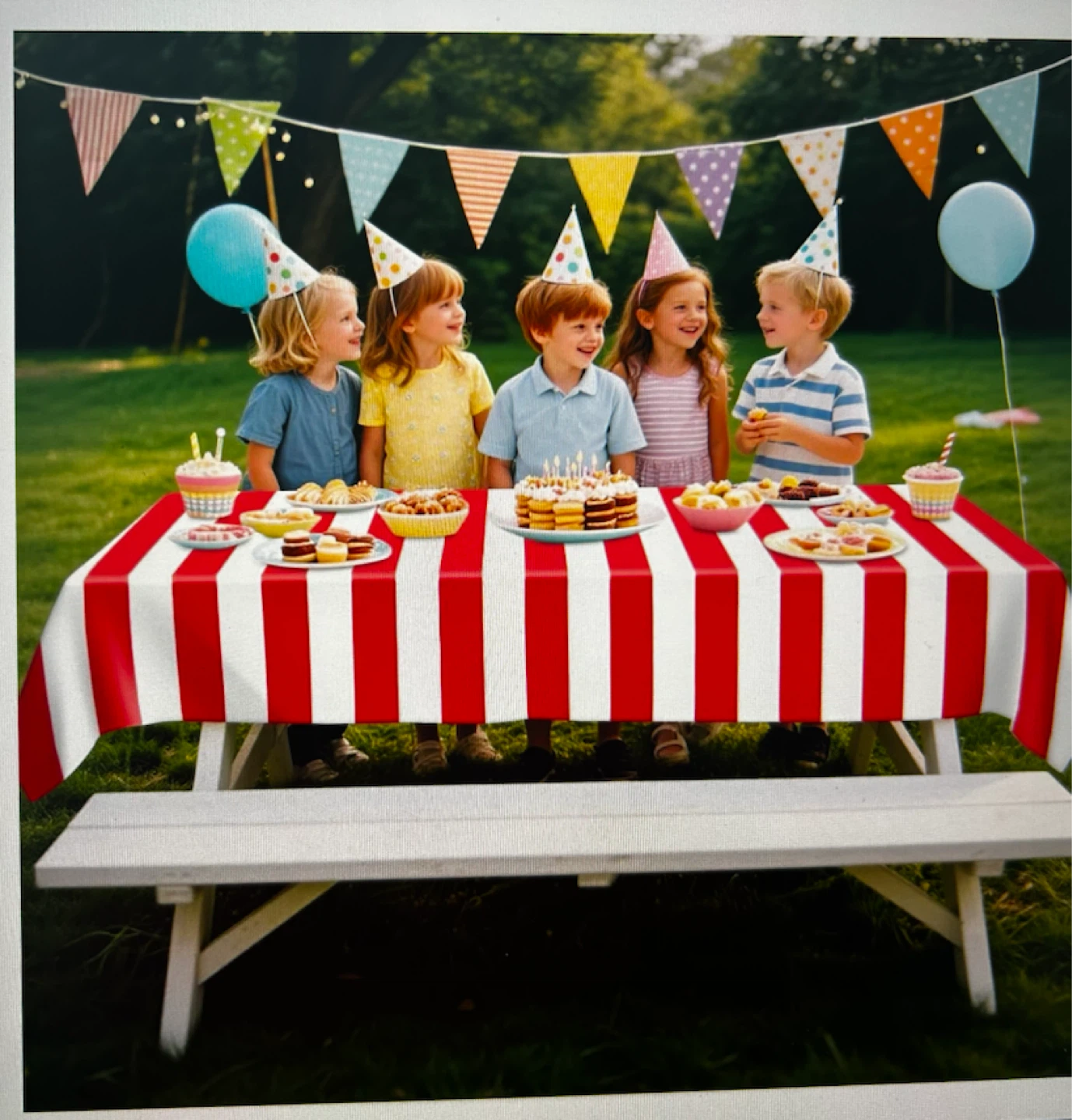 Red and White Striped Tablecloth (4 Pack) - photo 4