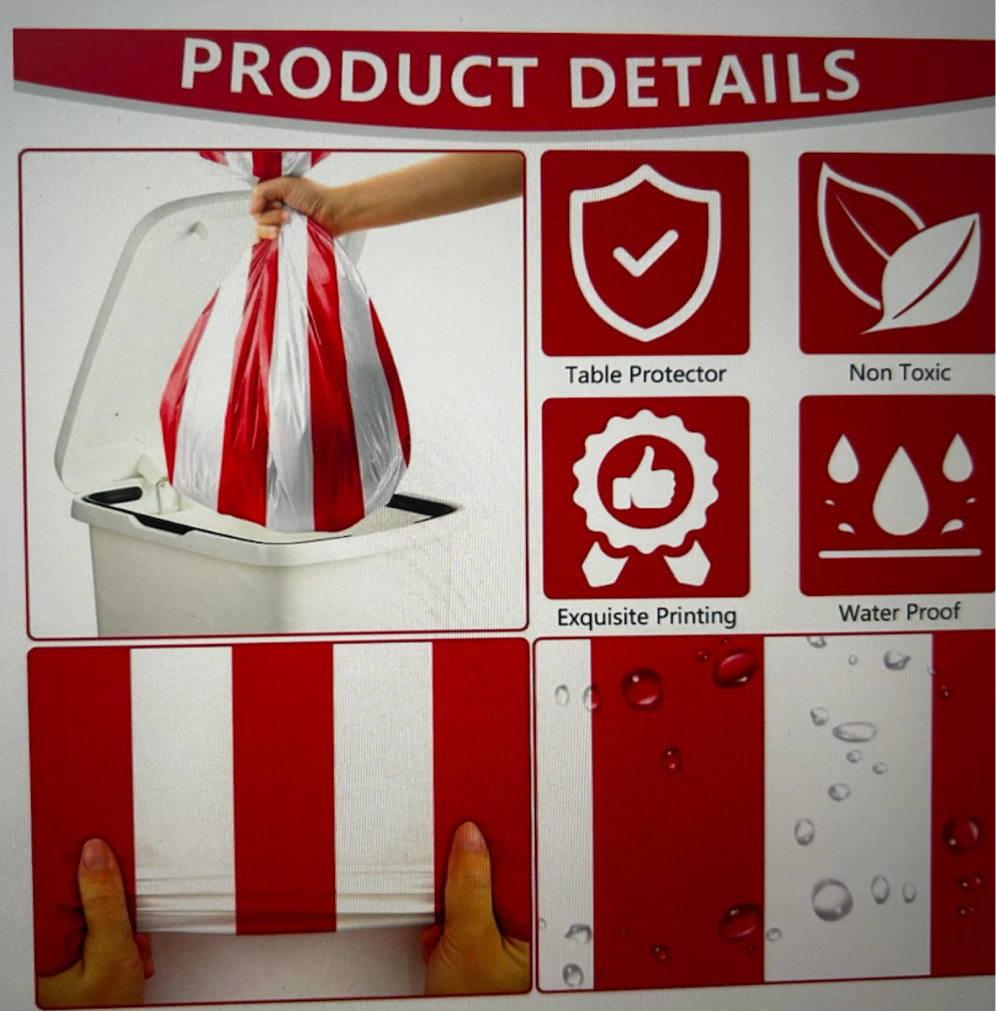 Red and White Striped Tablecloth (4 Pack) - photo 5