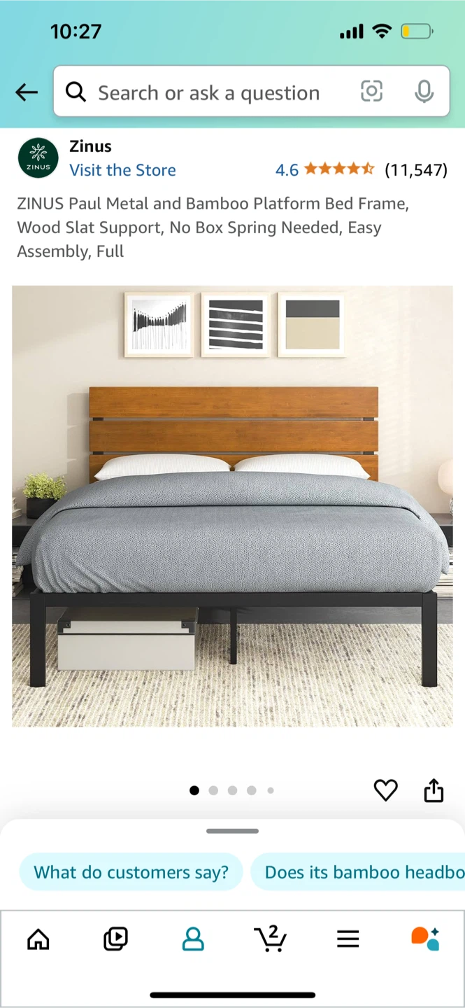 Zinus Metal and Bamboo Platform Bed Frame - photo 2