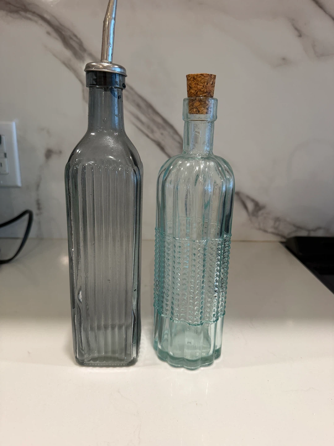 Set of 2 Glass Oil & Vinegar Bottles