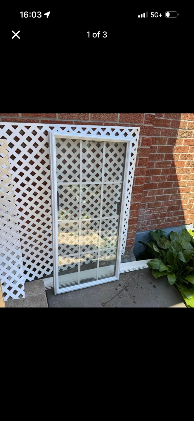 White framed glass door insert