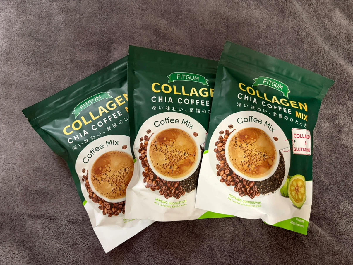3 packs of Fitgum Collagen Chia Coffee Mix