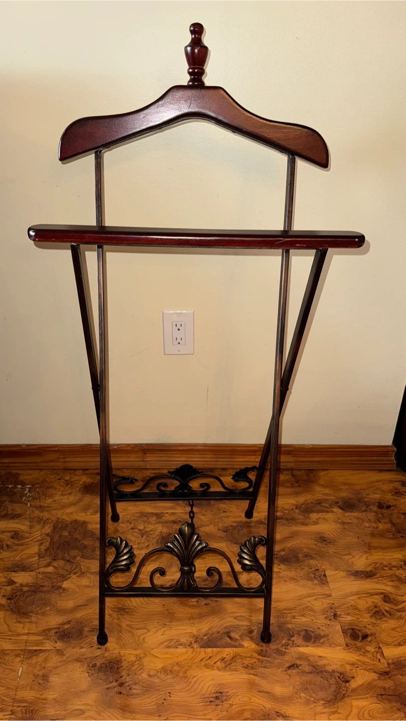 Vintage Wooden and Metal Valet Stand
