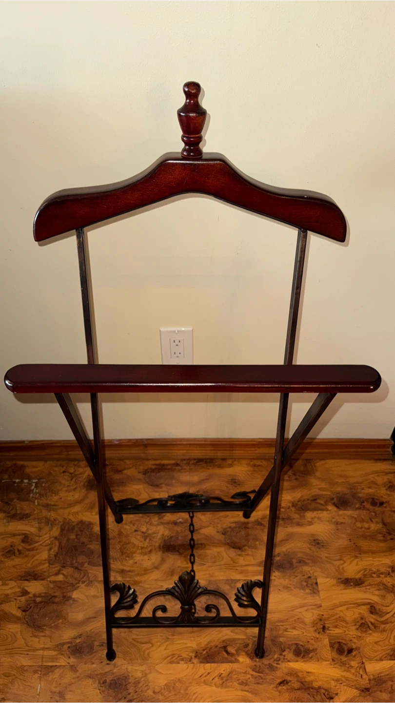 Vintage Wooden and Metal Valet Stand - photo 2