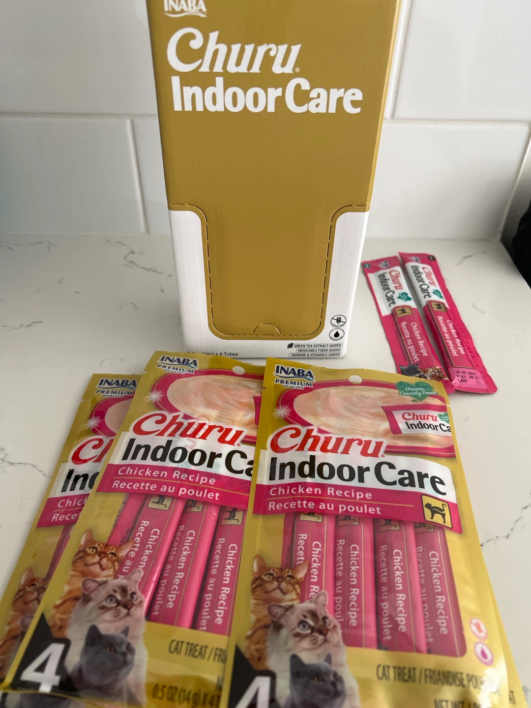INABA Churu Indoor Care Chicken Recipe Cat Treats (4 Tubes)