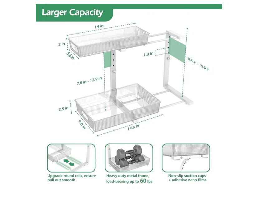 2 Tier Pull Out Drawer Under Sink Organizer - photo 2