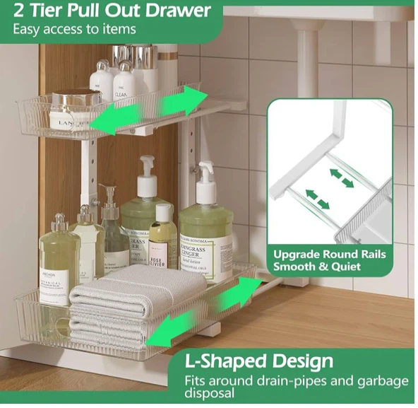 2 Tier Pull Out Drawer Under Sink Organizer - photo 3