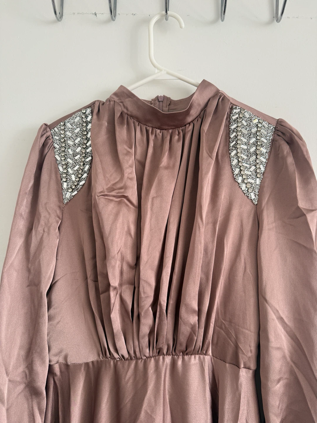 Long Sleeve Maxi Dress with Embellished Shoulders