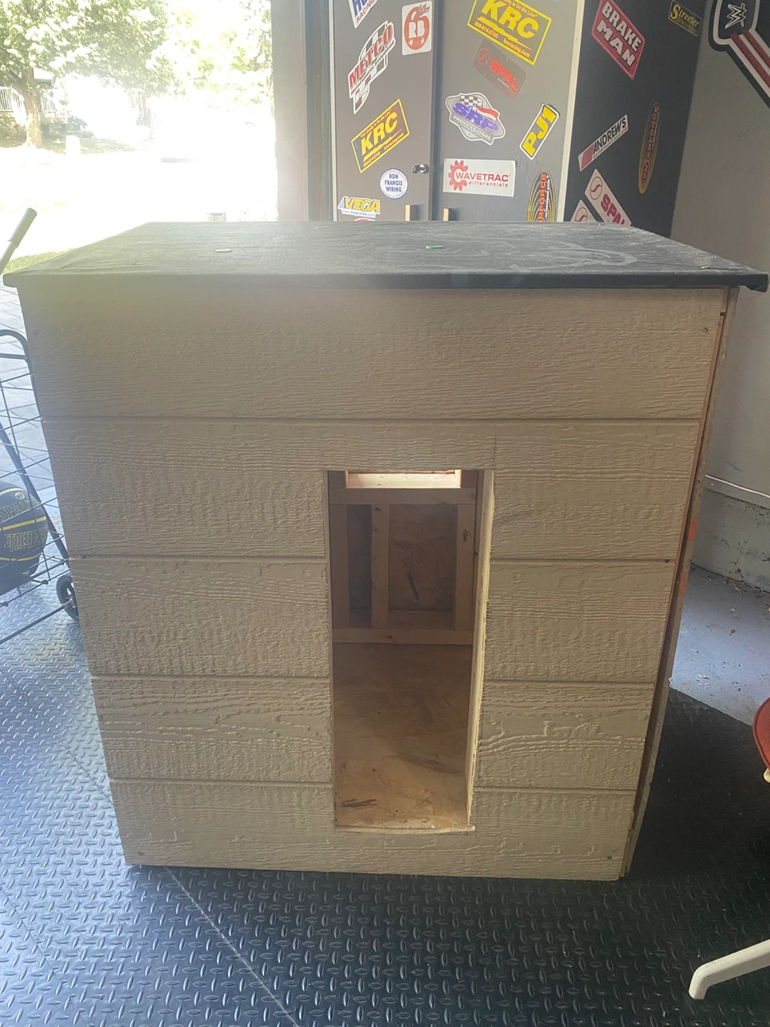 Wooden Dog House with Shingled Roof