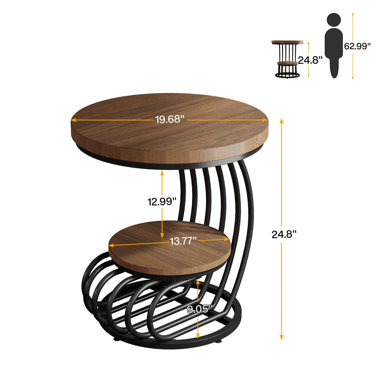 Round Accent Table with Wood Top - photo 3