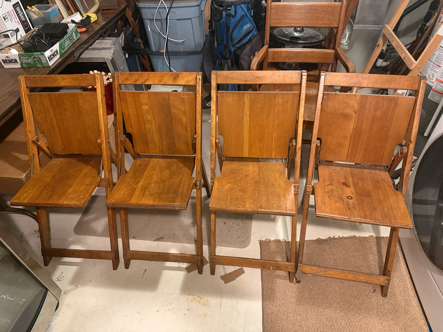 Four Vintage Wooden Folding Chairs