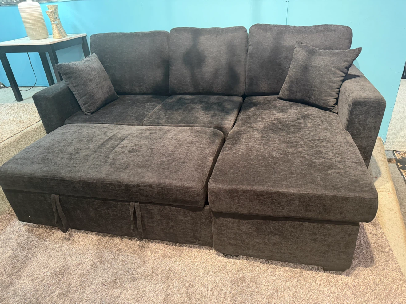 Dark Gray Sectional Sofa with Storage