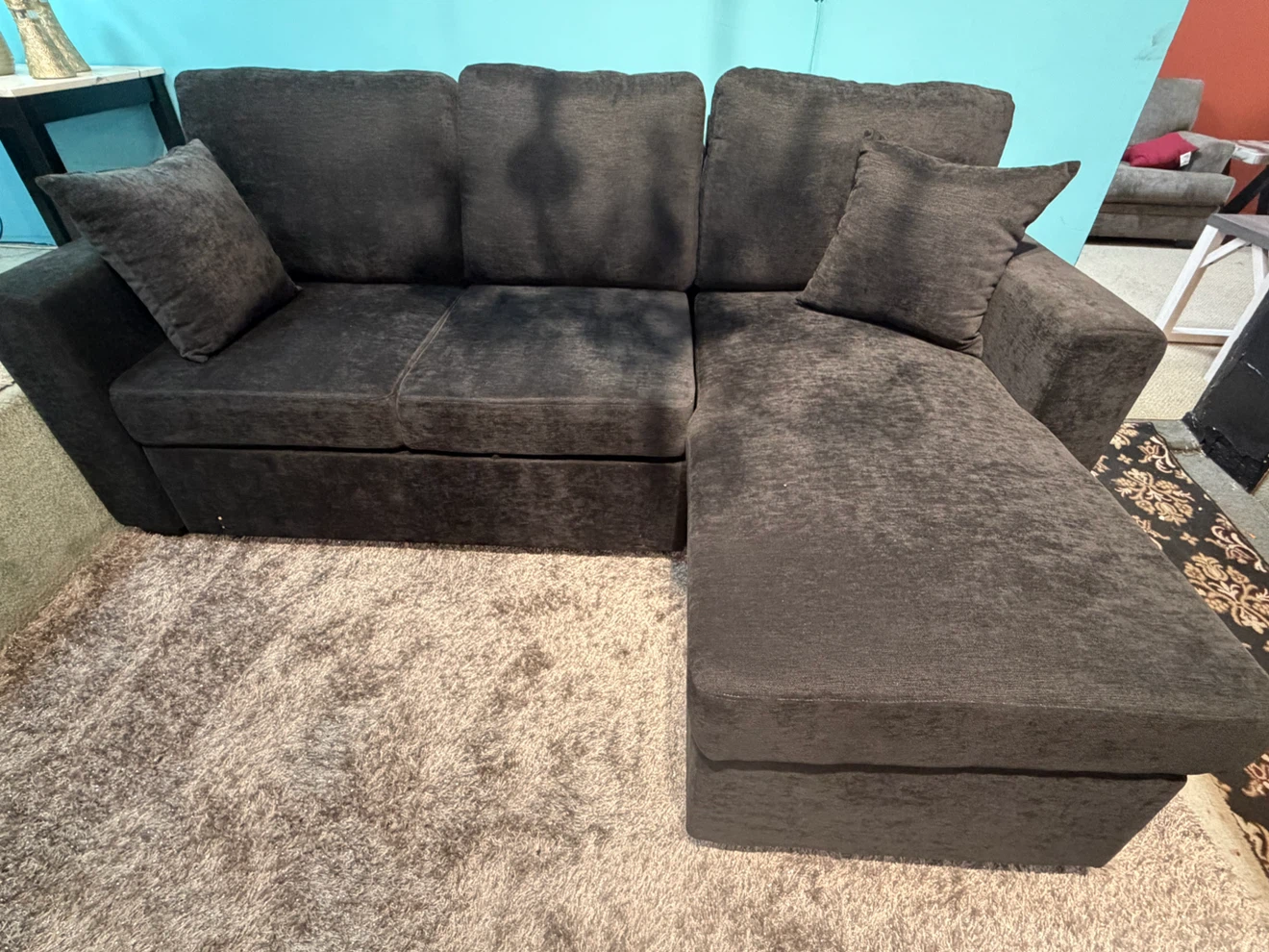 Dark Gray Sectional Sofa with Storage - photo 2