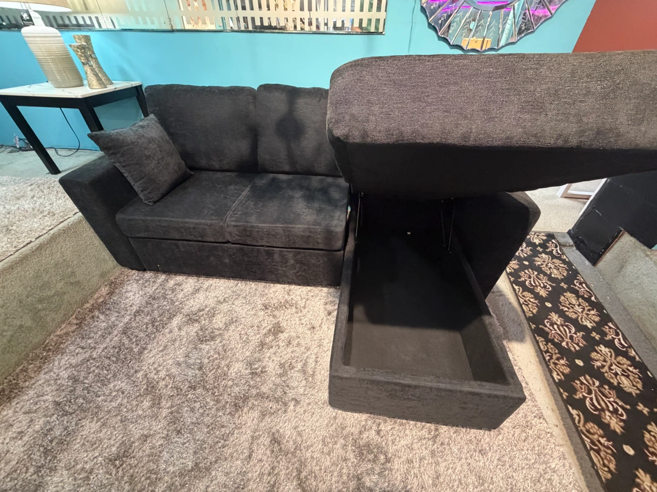 Dark Gray Sectional Sofa with Storage - photo 3