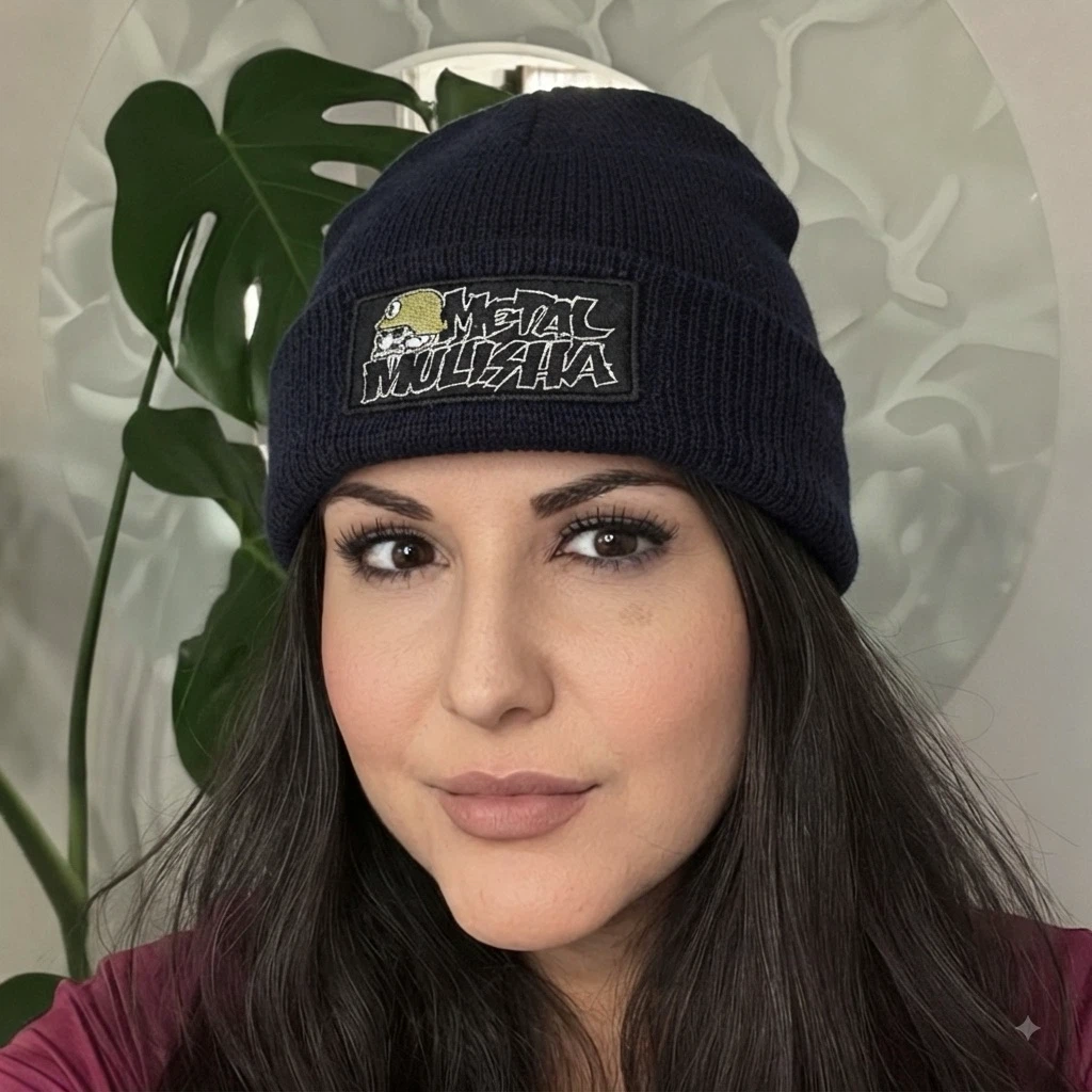 Metal Mulisha Y2K Black Ribbed Knit Beanie Hat Unisex Winter