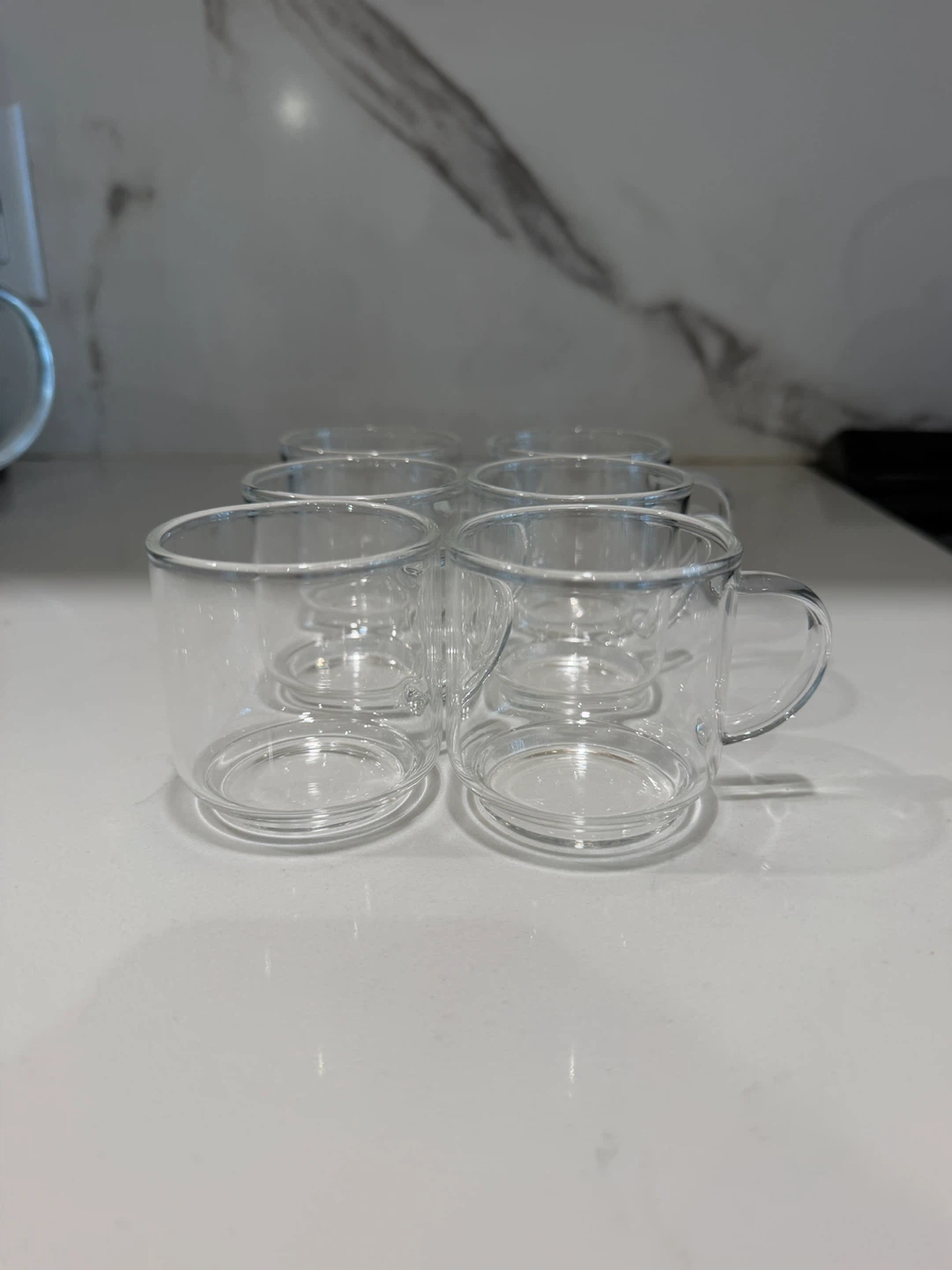 Set of 6 Clear Glass Espresso Cups with Handles - photo 2