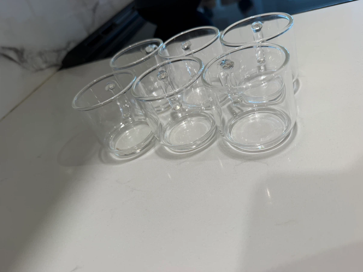 Set of 6 Clear Glass Espresso Cups with Handles - photo 4