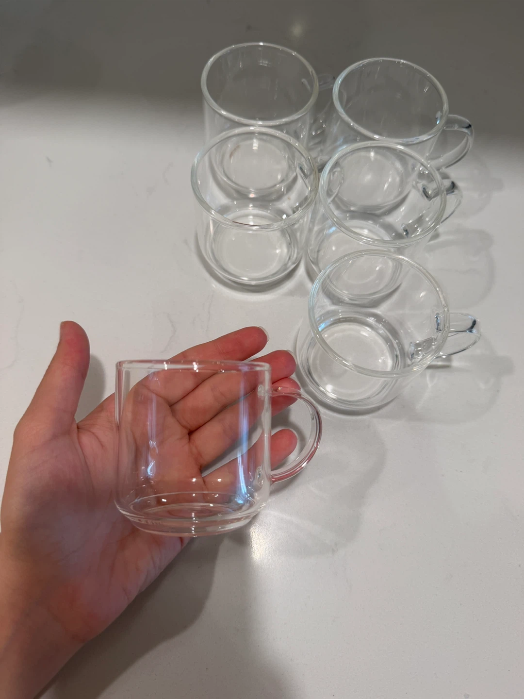 Set of 6 Clear Glass Espresso Cups with Handles - photo 5