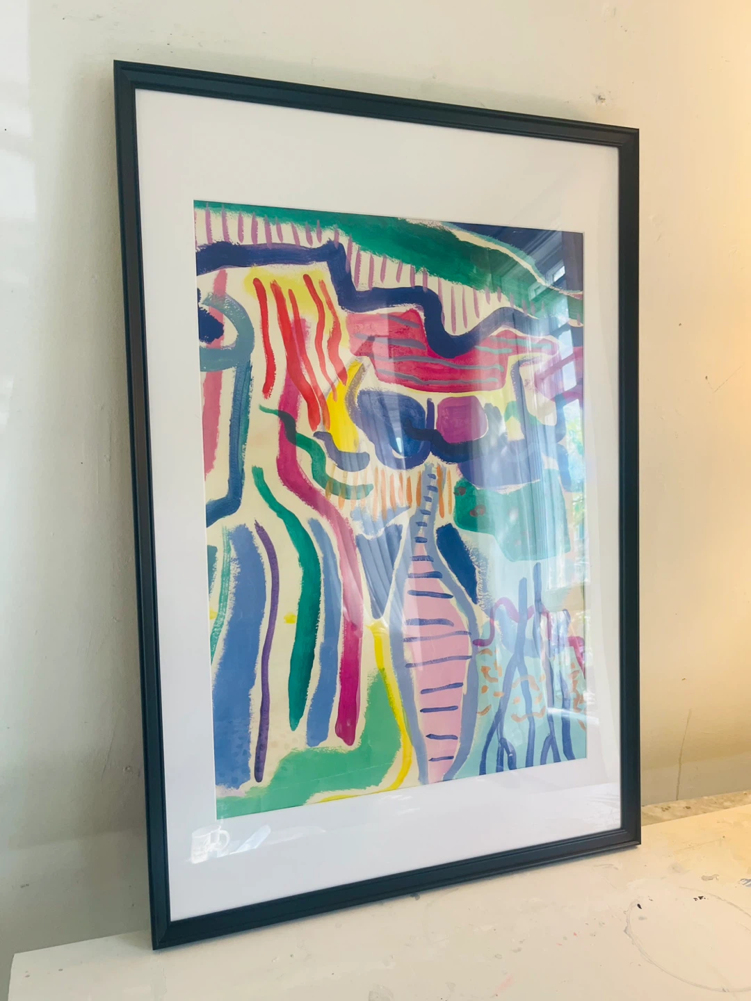 Large Framed Abstract Art Painting 25x37” - photo 2