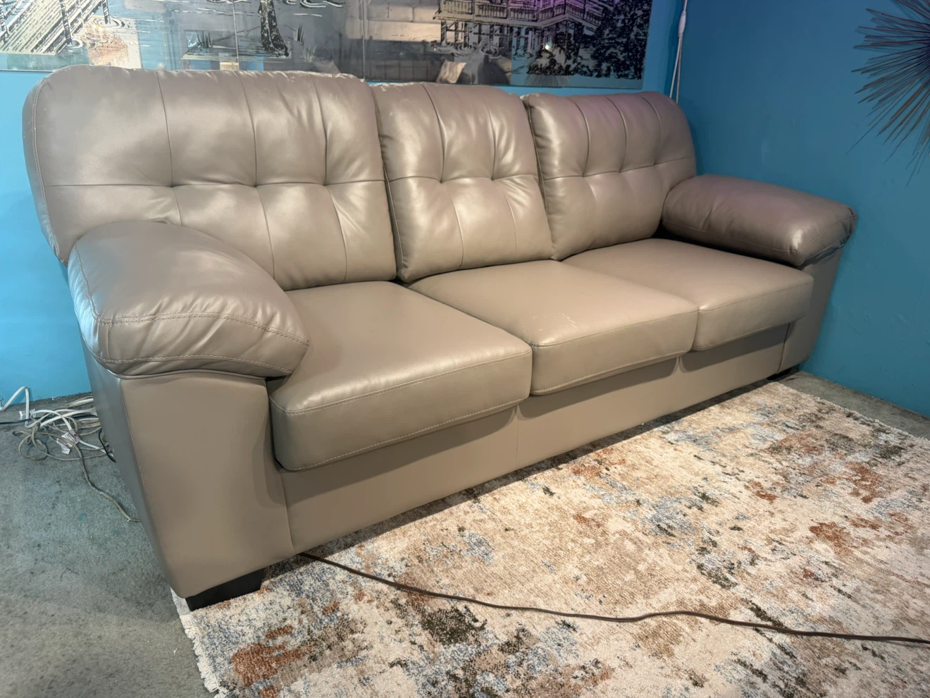 Gray Leather Sofa