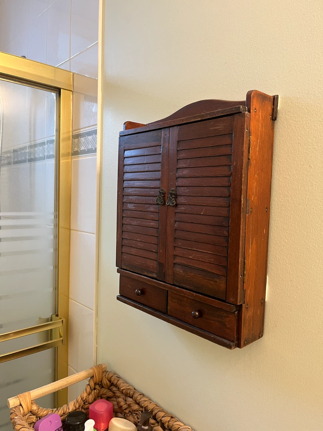 Wooden Wall Mount Cabinet with Doors and Drawers - photo 2