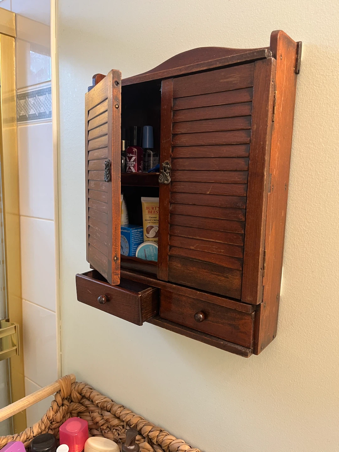 Wooden Wall Mount Cabinet with Doors and Drawers - photo 3