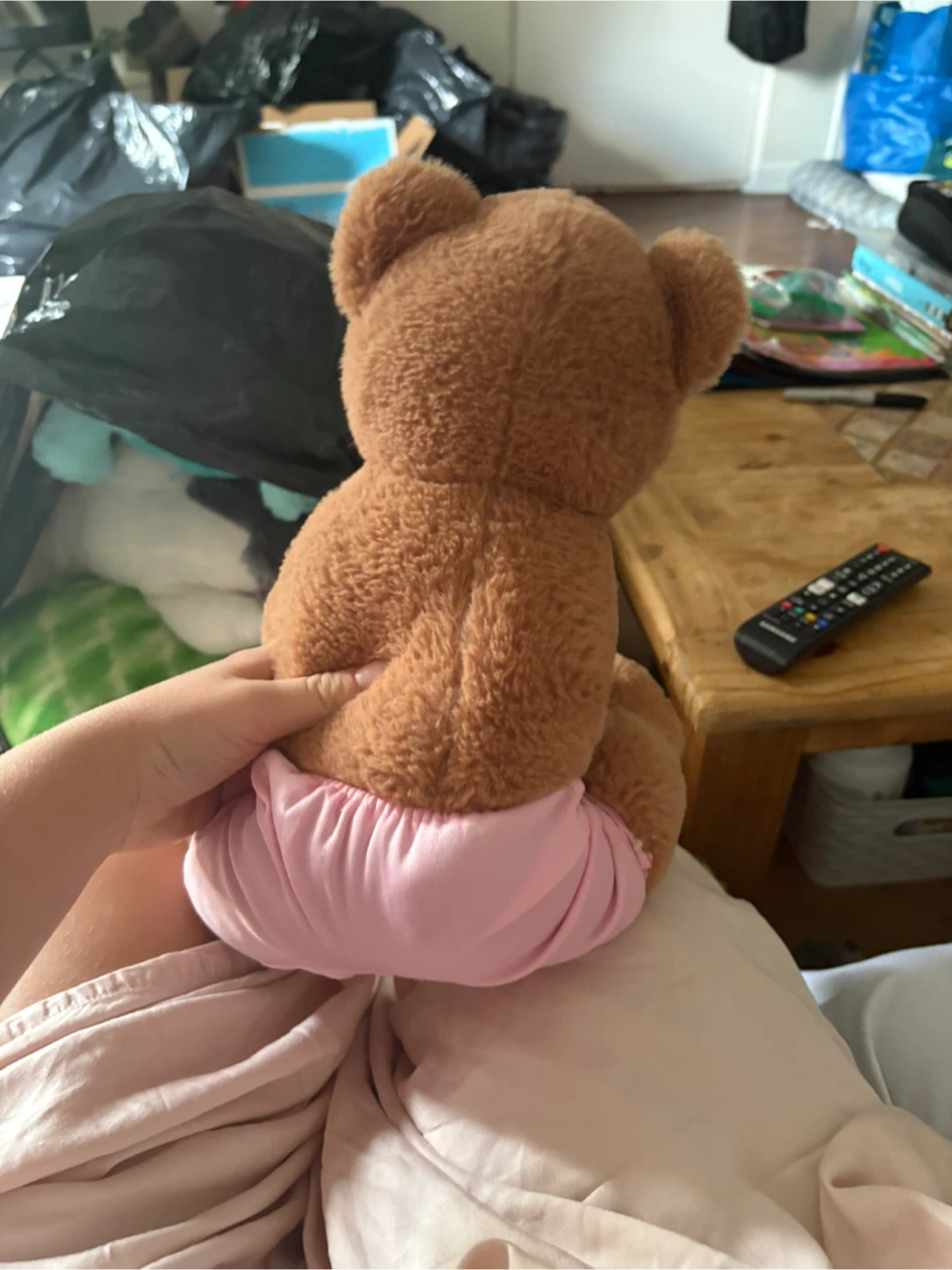 Brown Teddy Bear Plush with Pink Diaper - photo 2