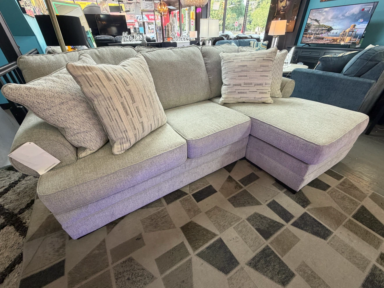 Light Gray Sectional Sofa with Chaise