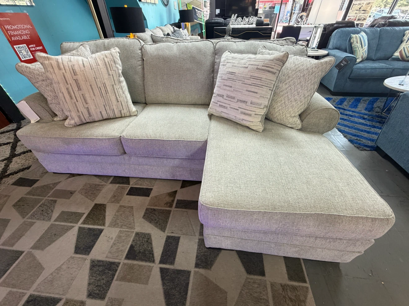 Light Gray Sectional Sofa with Chaise - photo 2