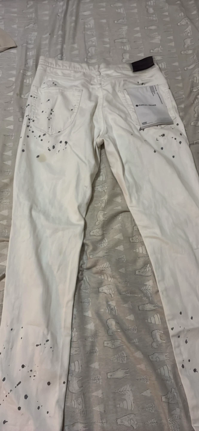 Purple Brand White Jeans with Paint Splatter - photo 4