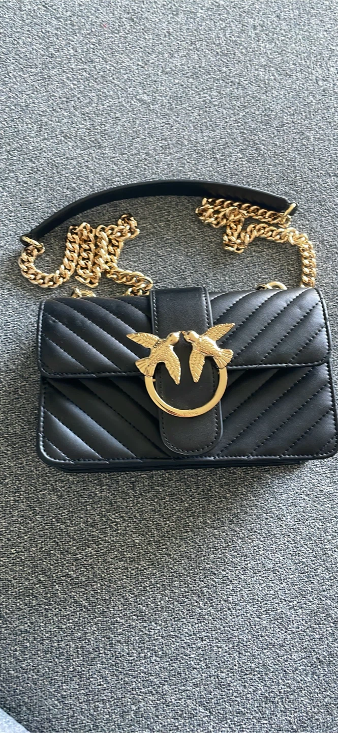 Pinko Love Bag Mini Chevron Black Leather