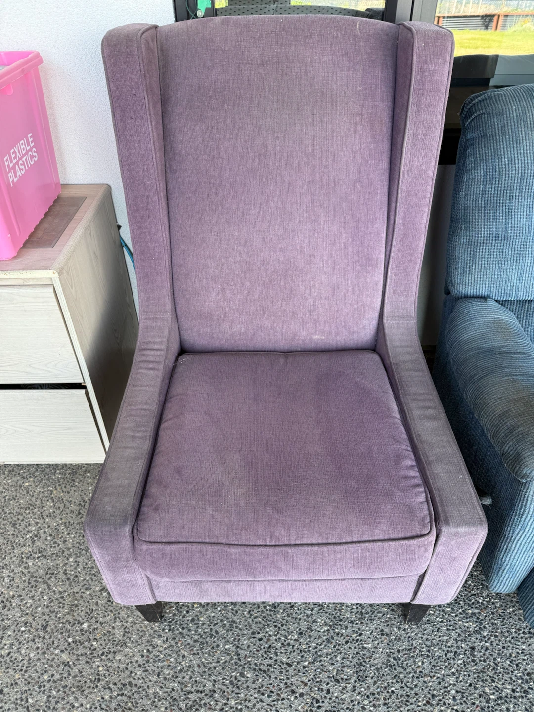 Purple Fabric Wingback Armchair