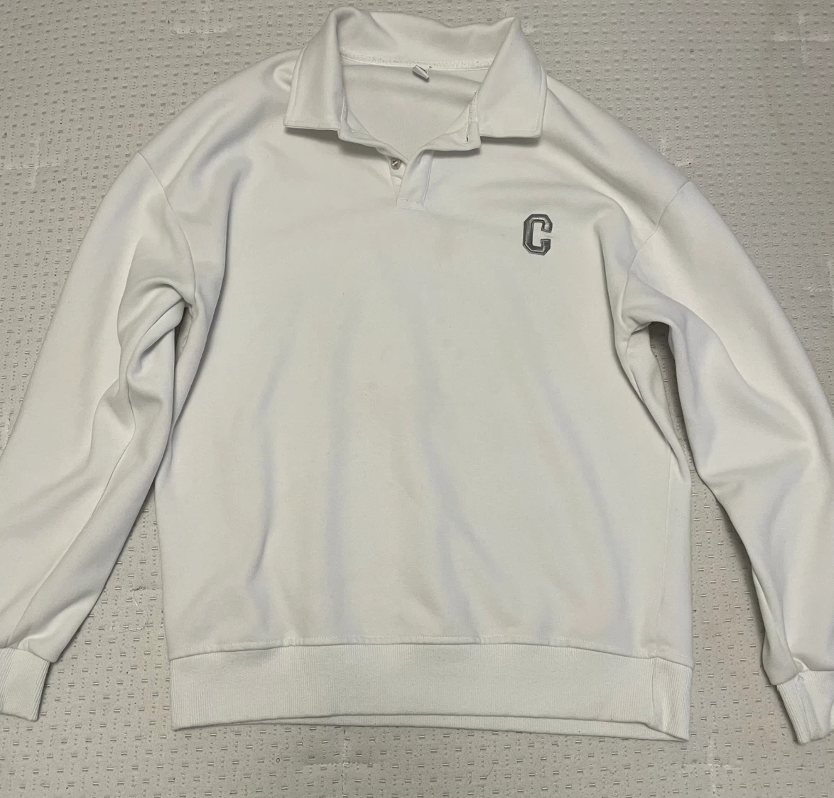White Collared Sweatshirt with 'C' Logo
