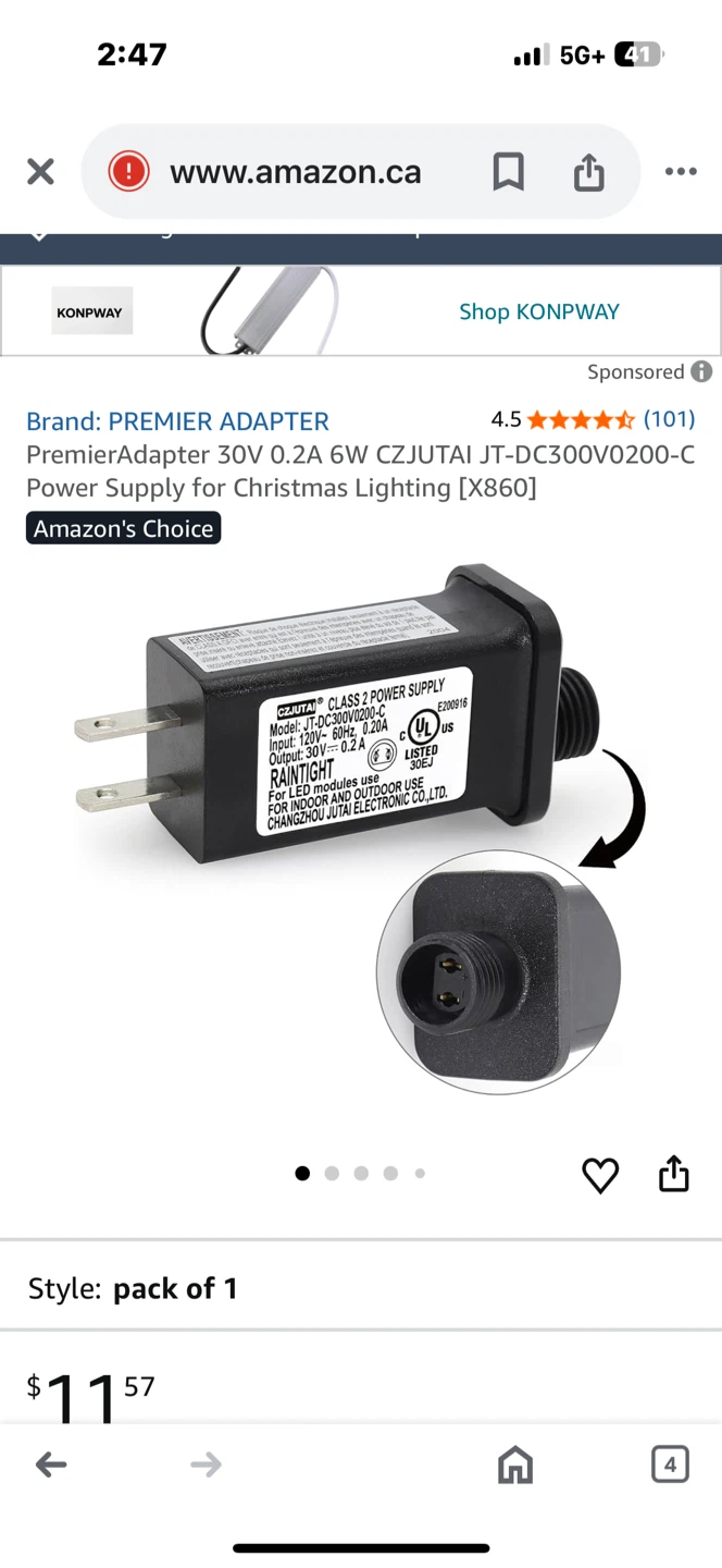 Premier Adapter 30V 0.2A 6W Power Supply for Christmas Lighting - photo 2