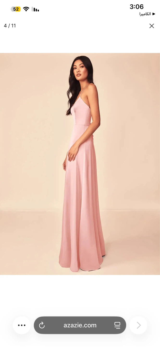 Azazie Pink Satin Bridesmaid Dress