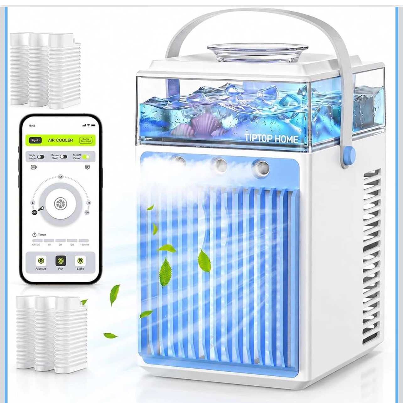 Portable Air Cooler Fan with 800ML Water Tank