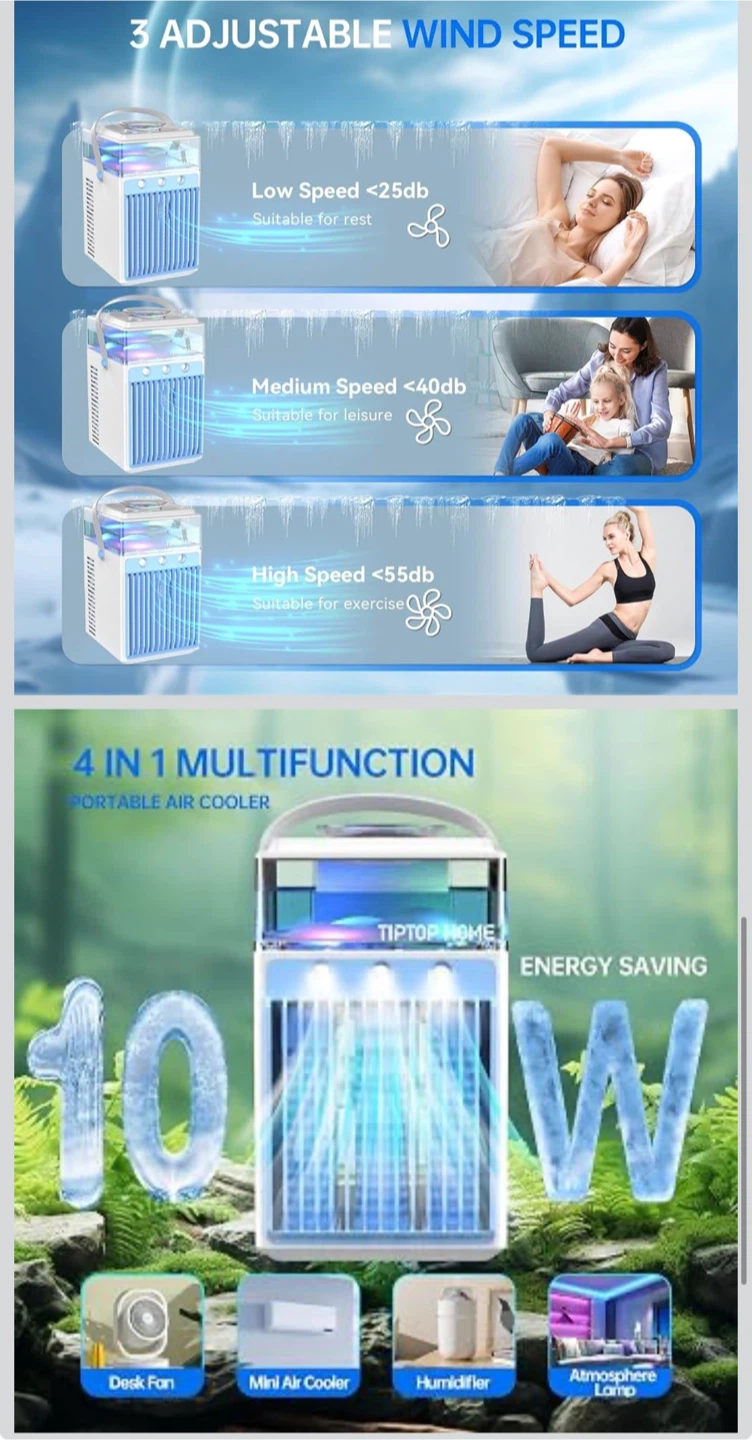 Portable Air Cooler Fan with 800ML Water Tank - photo 4